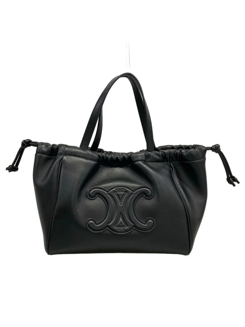 Celine Tote Small Cabas Drawstring Cuir Triomphe Black